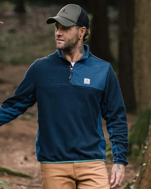 Fashion Passenger Root Recycled Polar 1/4 Zip Fleece Deep Navy