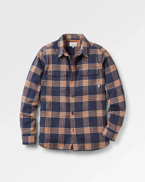 Hot Passenger Rustic Organic Cotton Heavyweight Overshirt Rich Navy Check