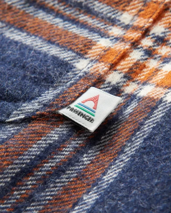 Hot Passenger Rustic Organic Cotton Heavyweight Overshirt Rich Navy Check