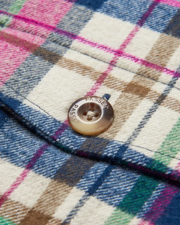 Outlet Passenger Rustic Organic Cotton Heavyweight Overshirt Off White Check
