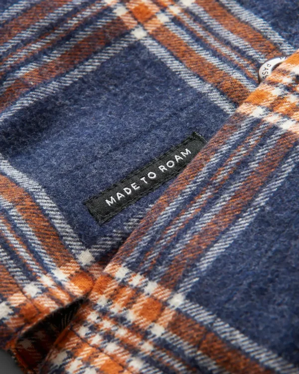 Hot Passenger Rustic Organic Cotton Heavyweight Overshirt Rich Navy Check