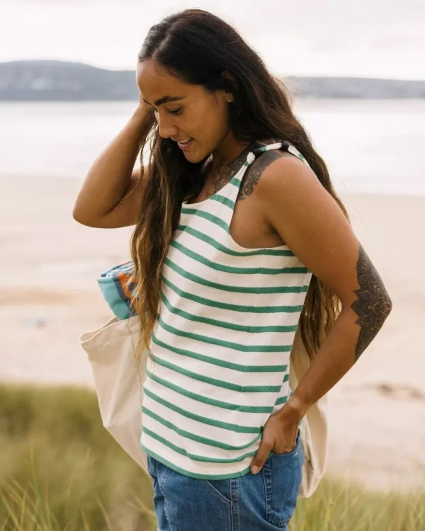 New Passenger Sage Stripe Vest Deep Sea