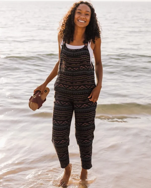 Discount Passenger Serenity Organic Cotton Dungarees Black Geo Pattern