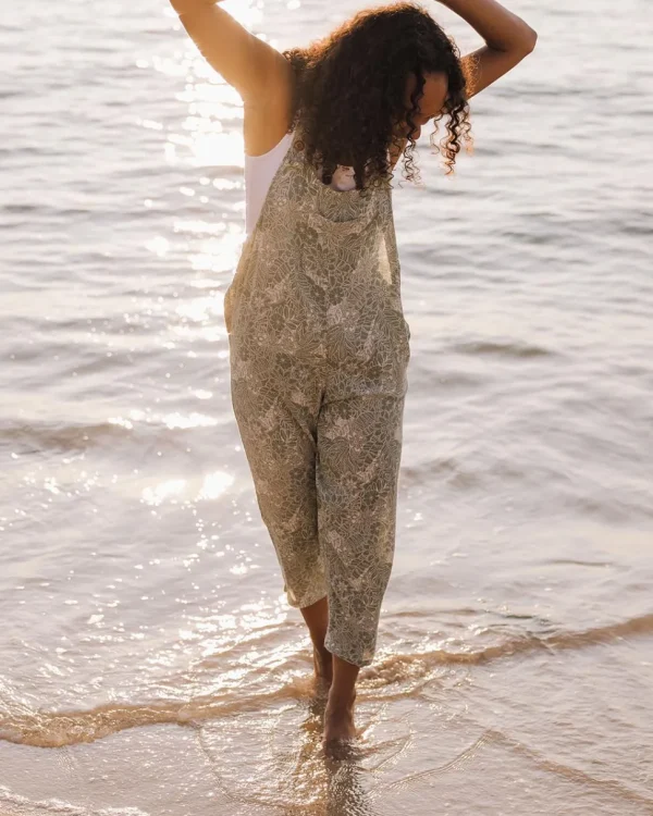 Sale Passenger Serenity Organic Cotton Dungarees Pistachio Floral