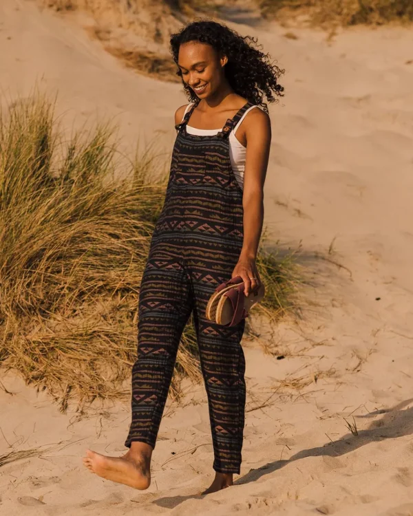 Discount Passenger Serenity Organic Cotton Dungarees Black Geo Pattern