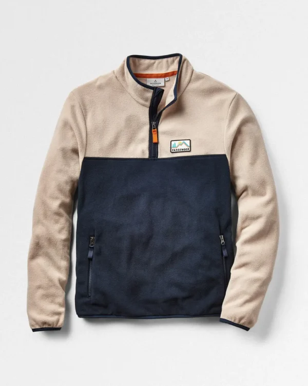 Best Sale Floris van Bommel Set Off Recycled Polar 1/4 Zip Fleece Oatmeal