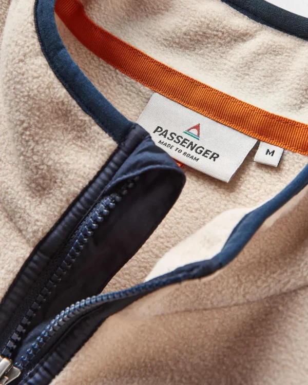 Best Sale Floris van Bommel Set Off Recycled Polar 1/4 Zip Fleece Oatmeal