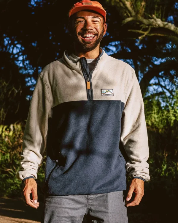 Best Sale Floris van Bommel Set Off Recycled Polar 1/4 Zip Fleece Oatmeal
