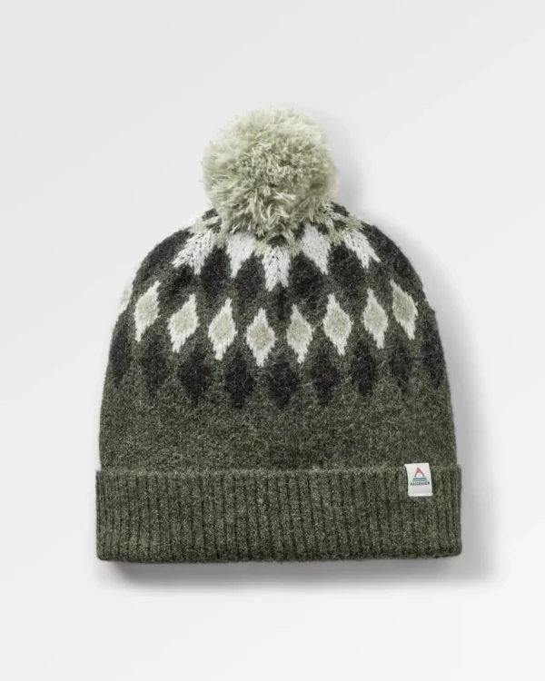 Cheap Passenger Snowdrop Recycled Bobble Hat Khaki