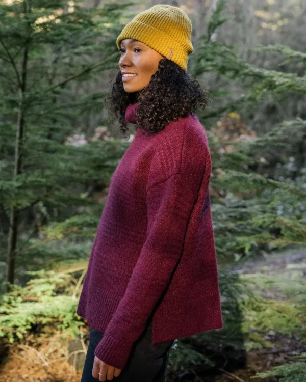 Online Passenger Snug Recycled Polo Neck Knitted Jumper Wine
