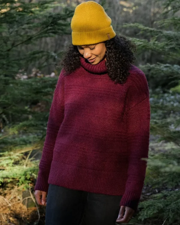 Online Passenger Snug Recycled Polo Neck Knitted Jumper Wine