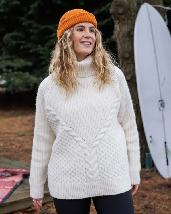 Cheap Passenger Snuggle Recycled Knitted Polo Neck Off White