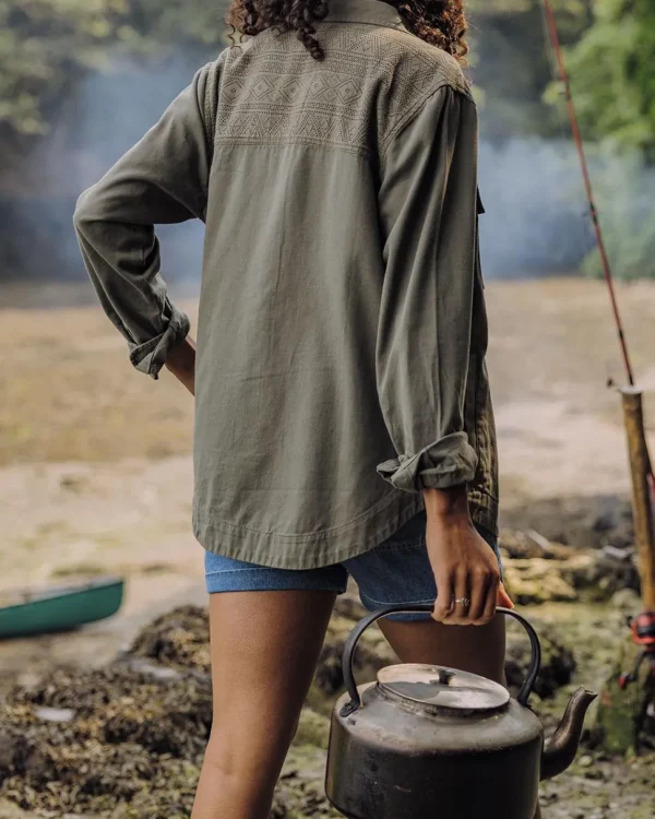 Cheap Passenger Stardust Organic Cotton Ls Shirt Dusty Olive