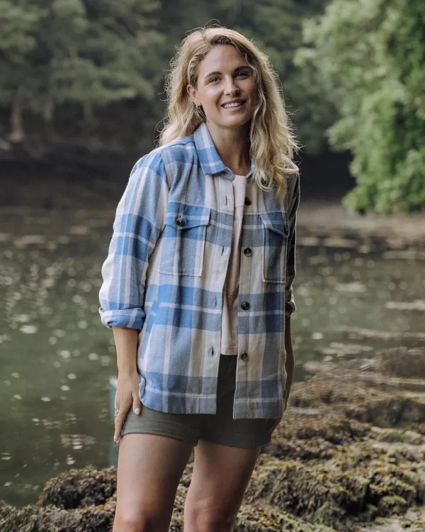 Best Passenger Stella Organic Cotton LS Shirt Provincial Blue Check
