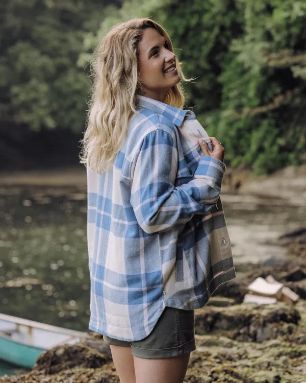Best Passenger Stella Organic Cotton LS Shirt Provincial Blue Check