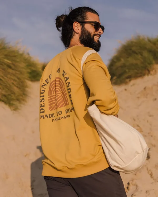 Clearance Passenger Sundown Recycled Cotton Sweatshirt Mustard Gold