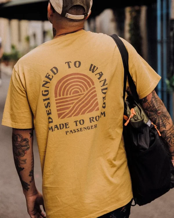 Clearance Passenger Sundown Recycled Cotton T-Shirt Mustard Gold