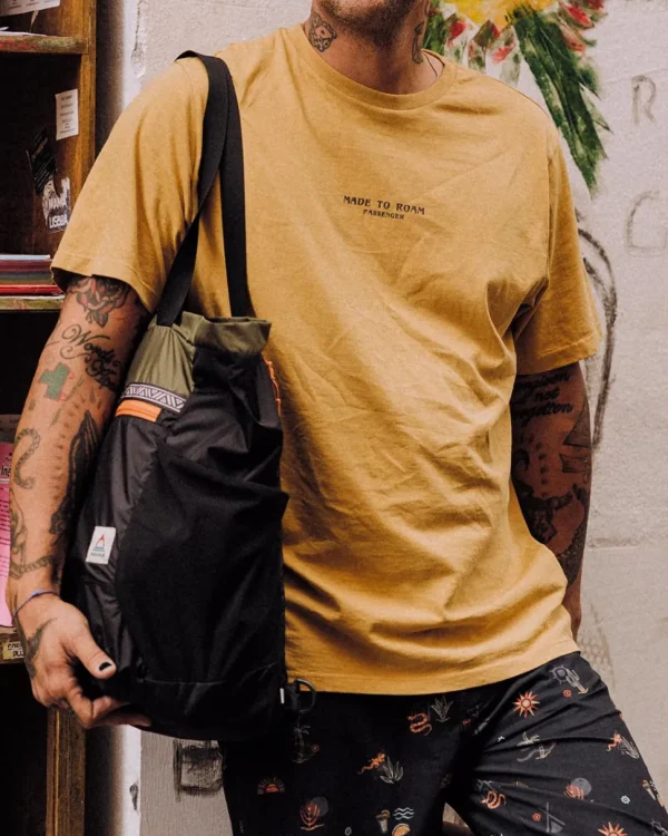 Clearance Passenger Sundown Recycled Cotton T-Shirt Mustard Gold