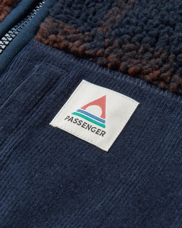Fashion Floris van Bommel Trekker Recycled Deep-Pile Sherpa Fleece Chestnut/Deep Navy Check