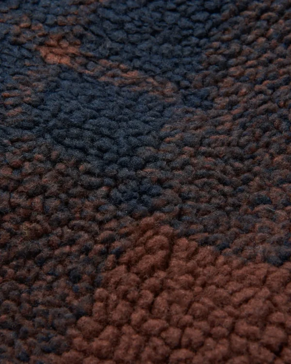 Fashion Floris van Bommel Trekker Recycled Deep-Pile Sherpa Fleece Chestnut/Deep Navy Check