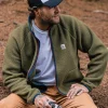 Fashion Floris van Bommel Tripper 2.0 Full Zip Recycled Sherpa Fleece Khaki