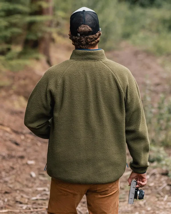 Fashion Floris van Bommel Tripper 2.0 Full Zip Recycled Sherpa Fleece Khaki