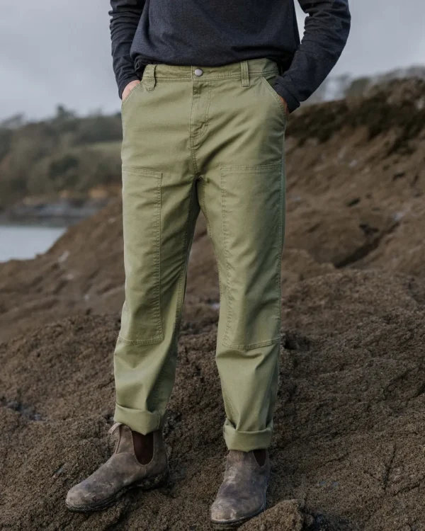 Shop Floris van Bommel Vantage Organic Cotton Canvas Trouser Khaki