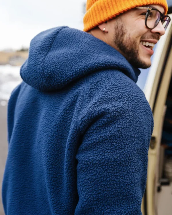Outlet Floris van Bommel Ventura 1/2 Zip Recycled Sherpa Fleece Rich Navy