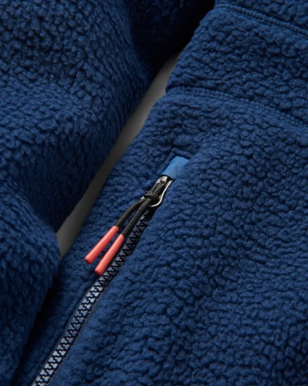 Outlet Floris van Bommel Ventura 1/2 Zip Recycled Sherpa Fleece Rich Navy