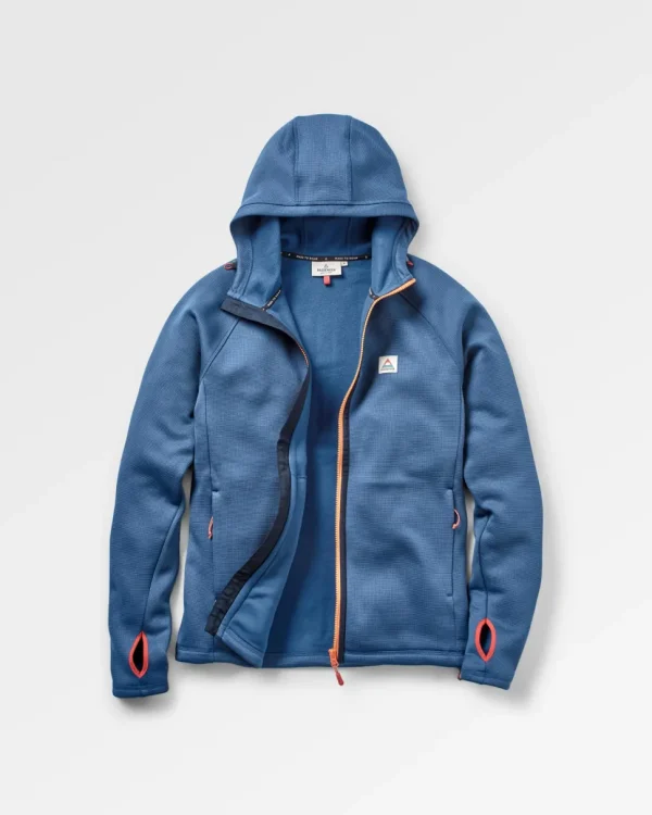 Shop Passenger Vertical Full Zip Hooded Recycled Fleece Dark Denim