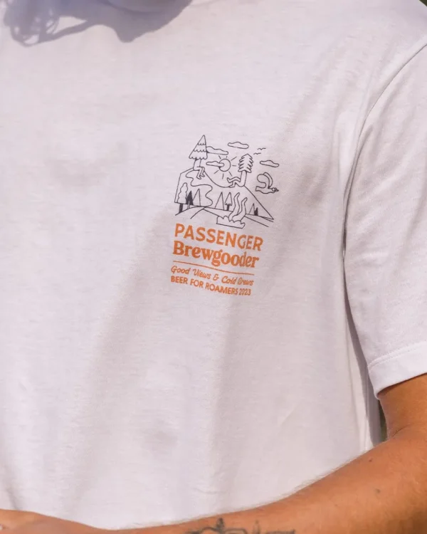 Hot Passenger Views  Brews T-Shirt X Brewgooder White