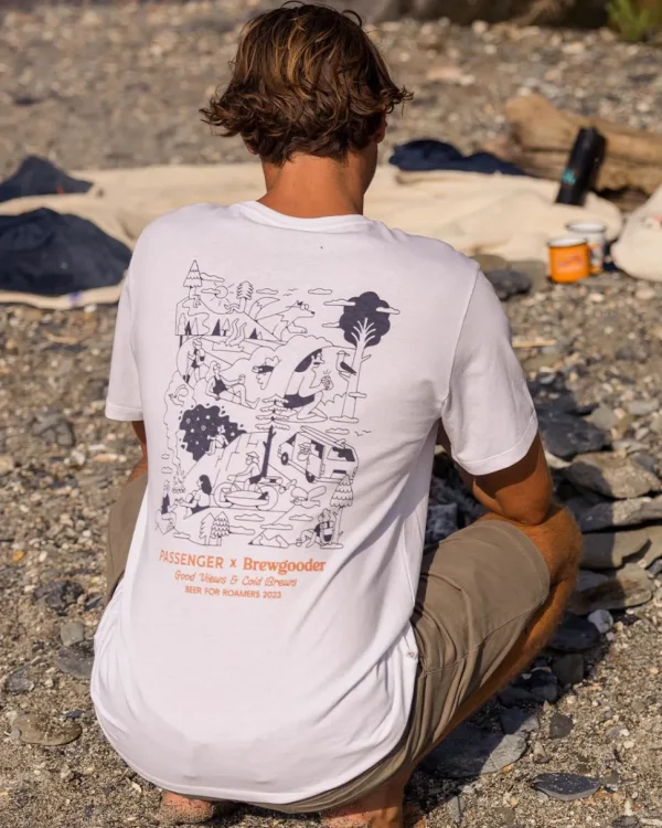 Hot Passenger Views  Brews T-Shirt X Brewgooder White
