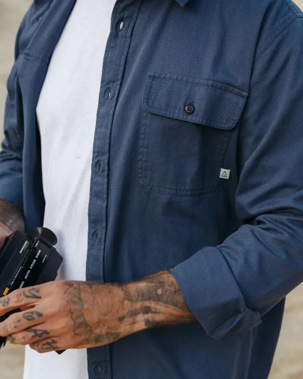 Shop Passenger Vision Organic Cotton Shirt Dark Denim