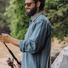 Sale Passenger Voyage Organic Cotton Jacquard Shirt Mediterranean Geo Stripe
