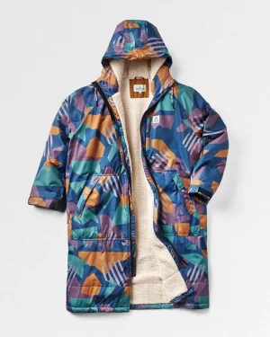 Clearance Floris van Bommel Waves Recycled Sherpa Lined Changing Robe Deep Blue Camo Pattern