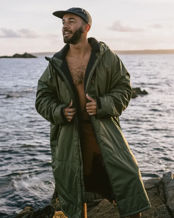 Best Sale Floris van Bommel Waves Recycled Sherpa Lined Changing Robe Khaki