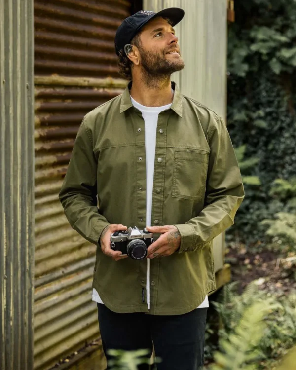 Discount Passenger Way Organic Cotton Ripstop Shirt Khaki