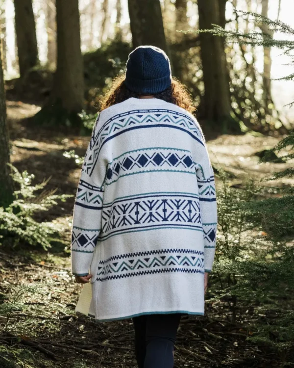 Best Sale Passenger Whimsical Recycled Knit Cardigan Homespun Stripe Off White