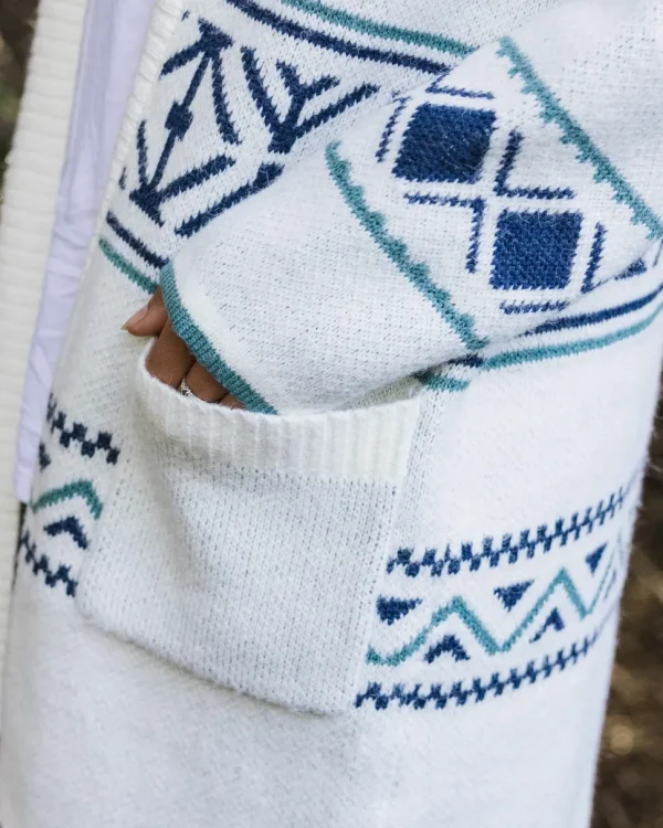 Best Sale Passenger Whimsical Recycled Knit Cardigan Homespun Stripe Off White