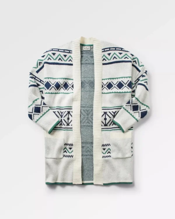 Best Sale Passenger Whimsical Recycled Knit Cardigan Homespun Stripe Off White