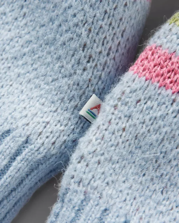 Hot Passenger Whimsical Recycled Knitted Jumper Homespun Stripe Blue Fog
