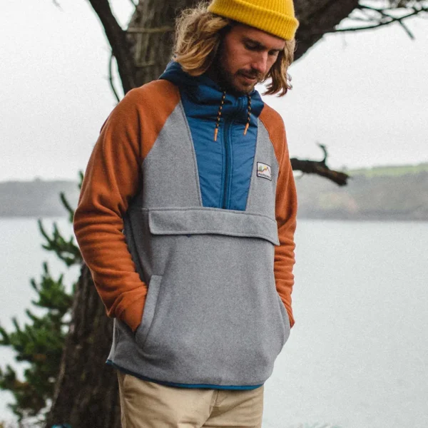 Best Floris van Bommel Woodland 1/2 Zip Recycled Polar Fleece Grey Marl