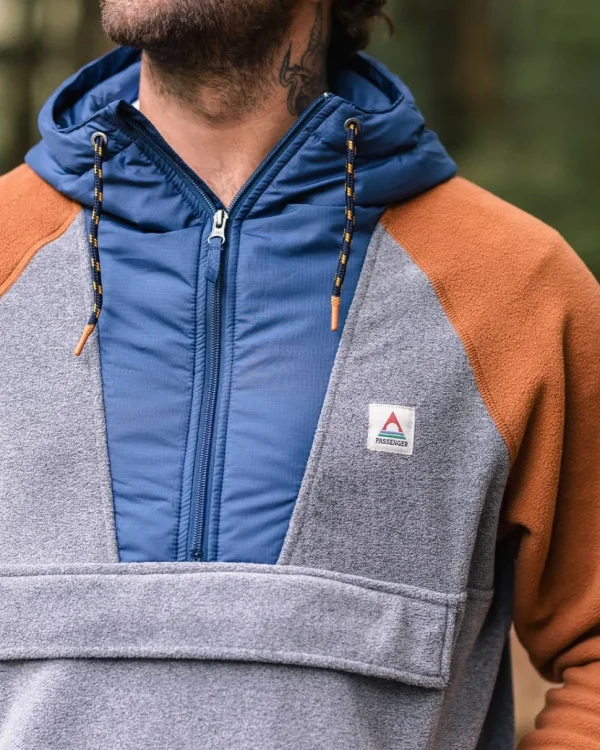 Discount Floris van Bommel Woodland Hooded 1/2 Zip Polar Fleece Grey Marl