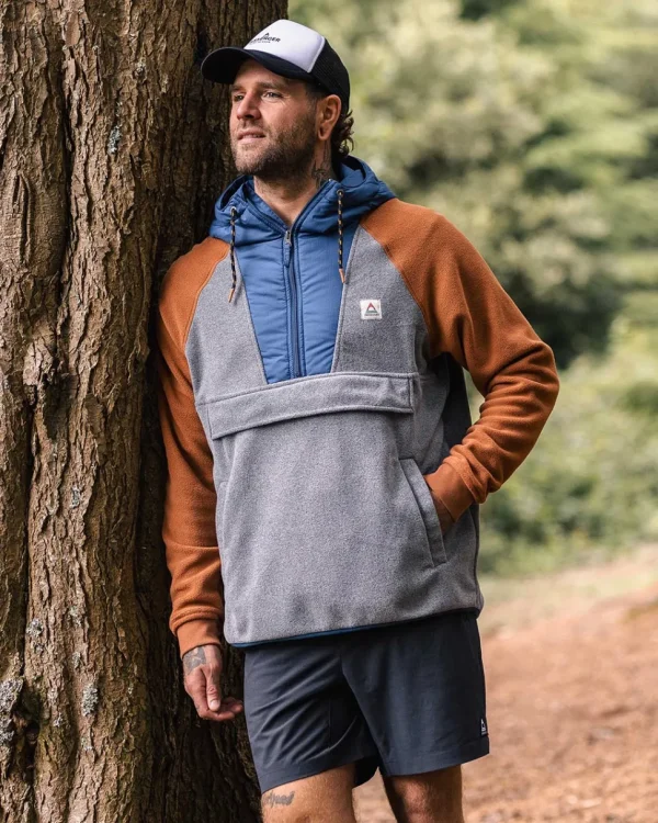 Discount Floris van Bommel Woodland Hooded 1/2 Zip Polar Fleece Grey Marl