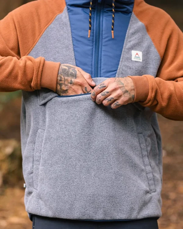 Discount Floris van Bommel Woodland Hooded 1/2 Zip Polar Fleece Grey Marl