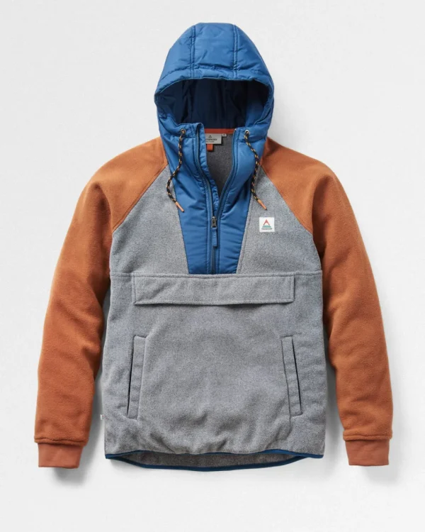 Discount Floris van Bommel Woodland Hooded 1/2 Zip Polar Fleece Grey Marl