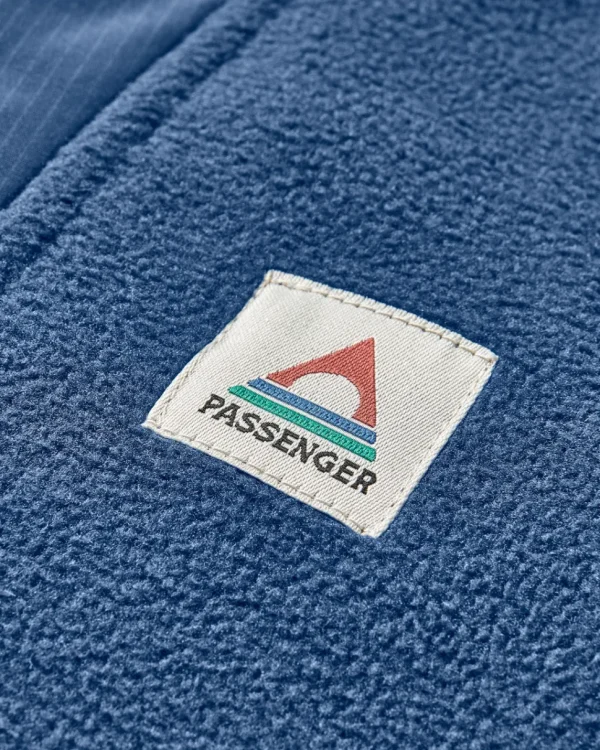 Discount Passenger Woodland Hooded 1/2 Zip Recycled Polar Fleece Dark Denim/Oatmeal