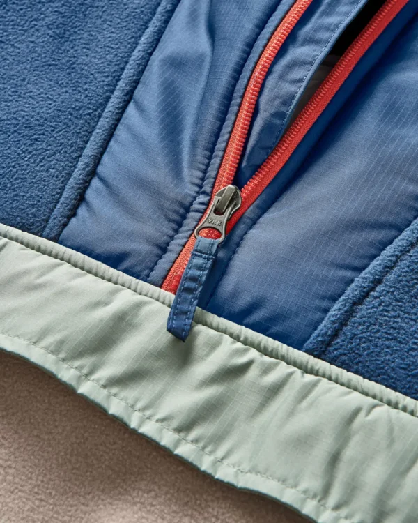 Discount Passenger Woodland Hooded 1/2 Zip Recycled Polar Fleece Dark Denim/Oatmeal