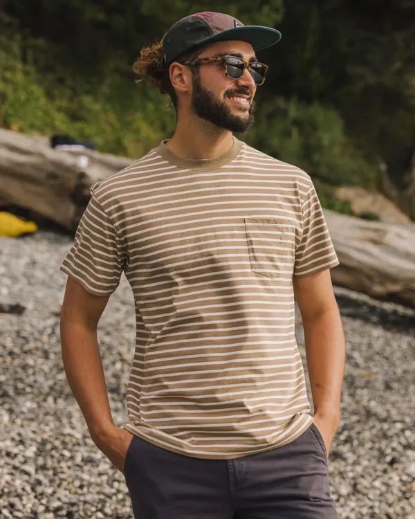 Sale Floris van Bommel Zen Recycled Relaxed Fit T-Shirt Toffee Stripe