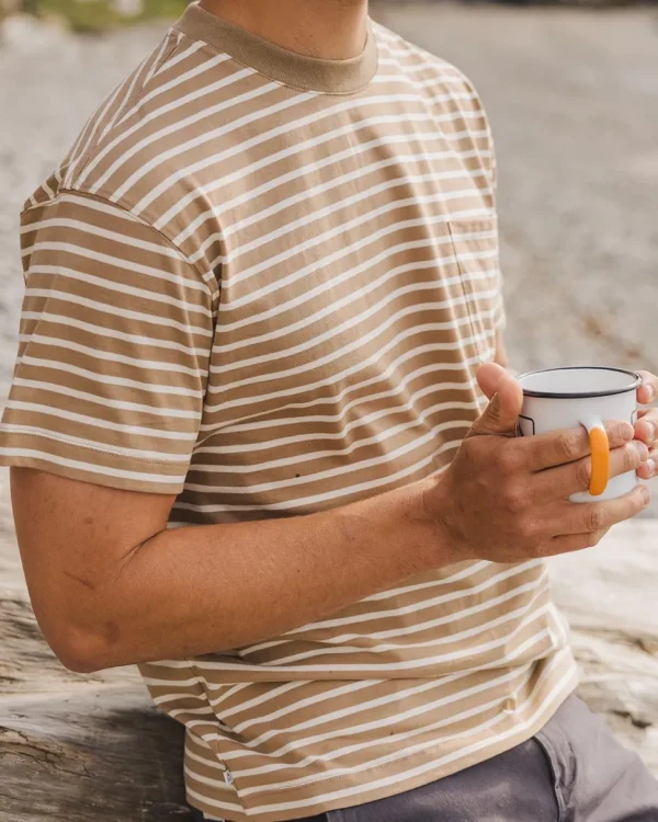 Sale Floris van Bommel Zen Recycled Relaxed Fit T-Shirt Toffee Stripe